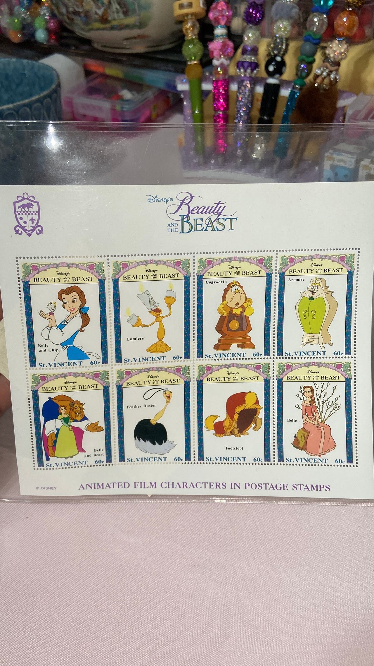 Disney Beauty and the Beast St. Vincent Postage Stamps Souvenir Sheet