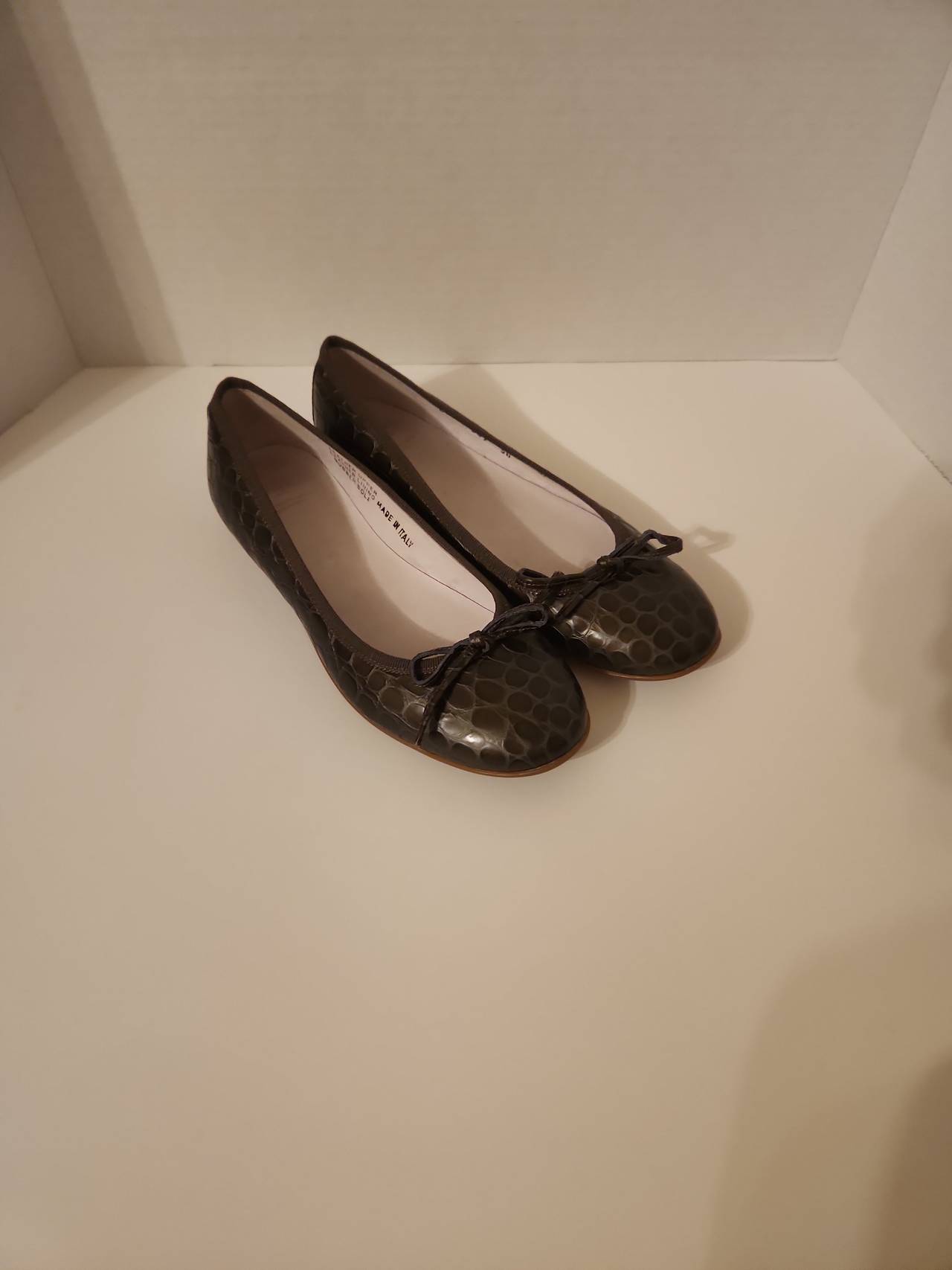 Calzoleria Toscana Size 38 (US 7.5) Crocodile Print Italian Leather Ballet Flats