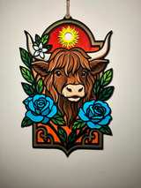 Handmade Highland Cow Wooden Wall Art - Image 2