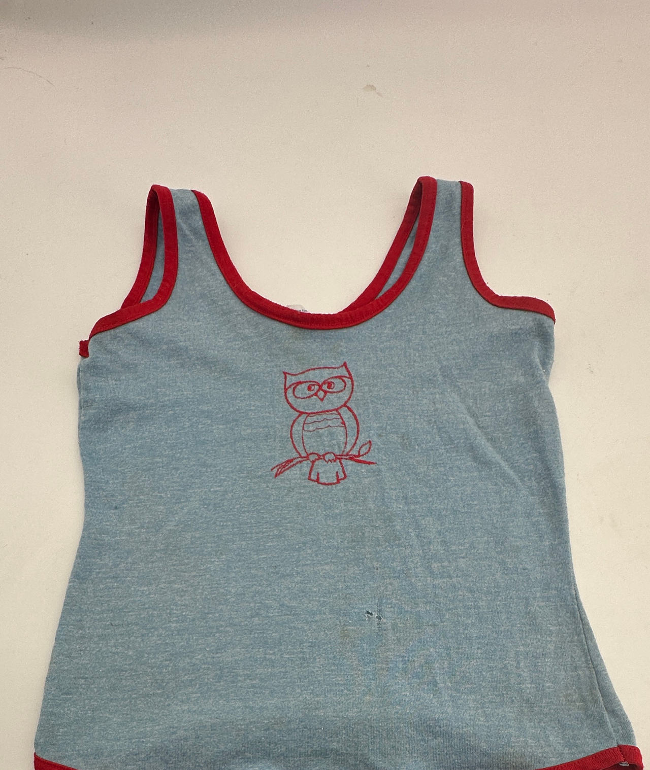 Vintage Style Owl Graphic Ringer Tank Top