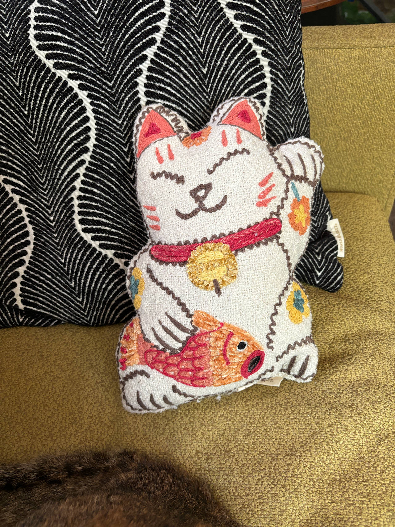Maneki Neko Cat Throw Pillow