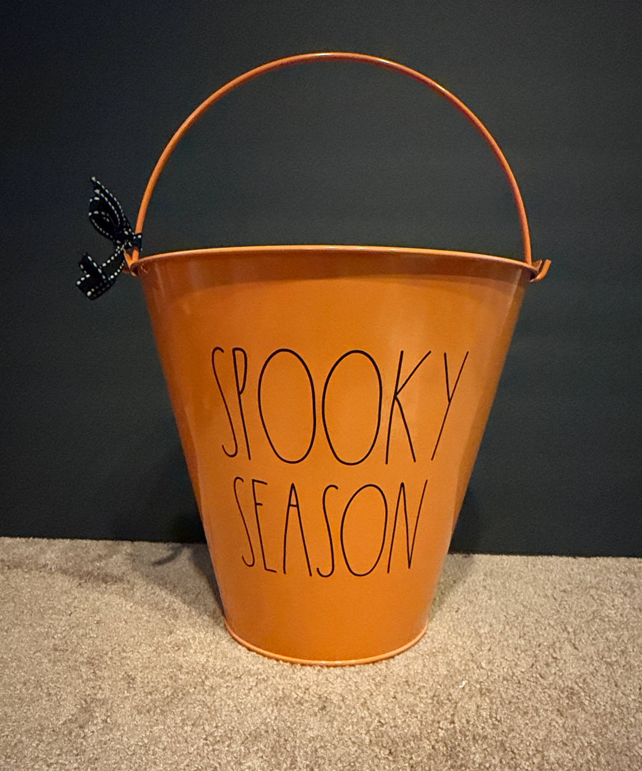 Rae Dunn Spooky Season Orange Metal Bucket
