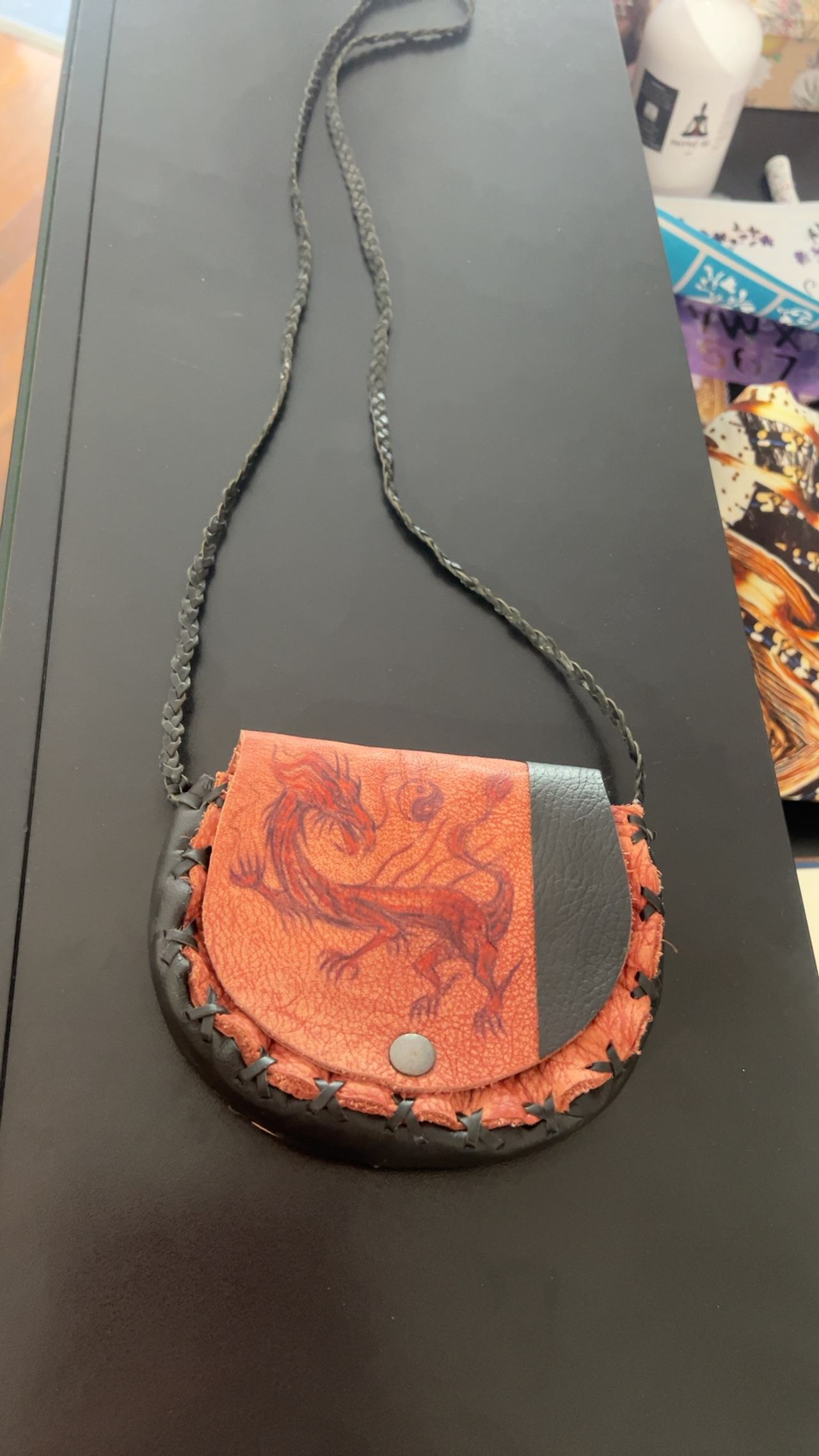 Handmade Owl Leather Purse Brown