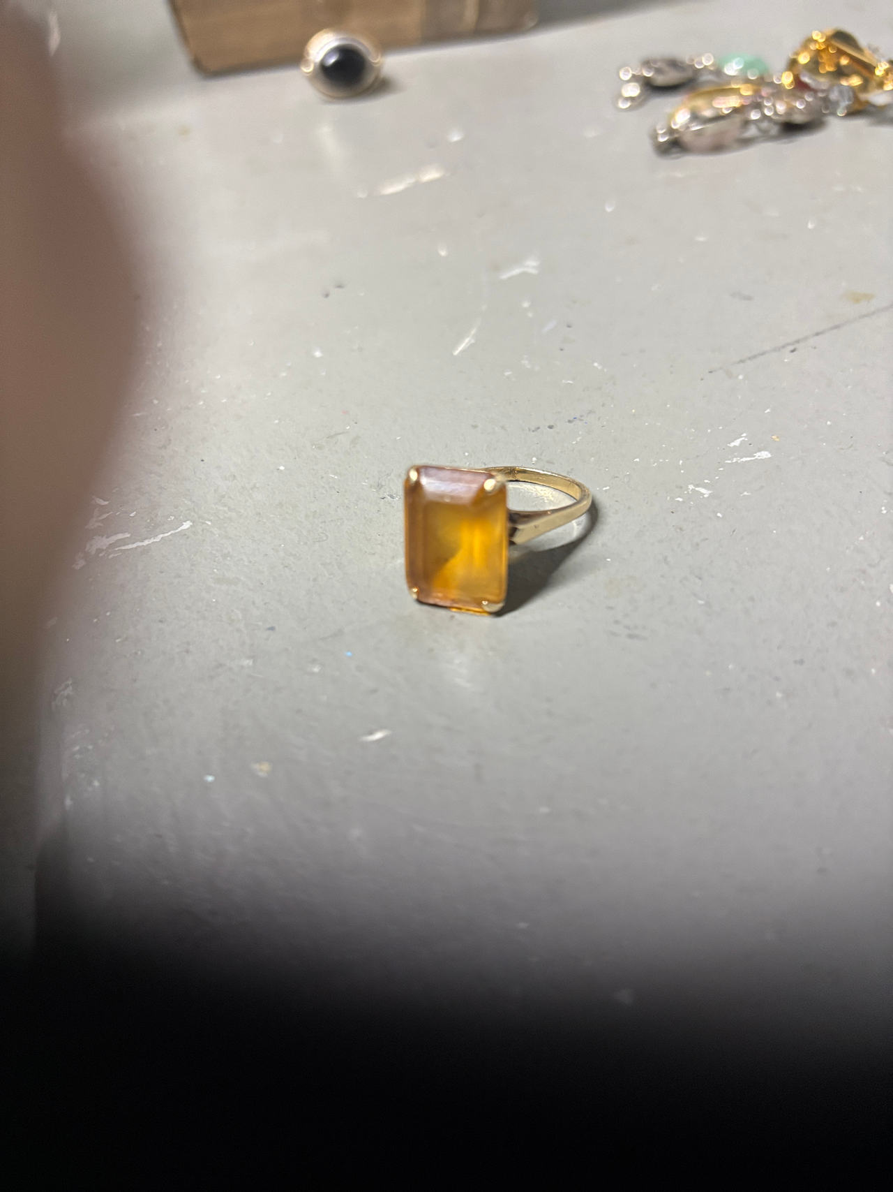 Vintage Emerald Cut Yellow Stone Ring