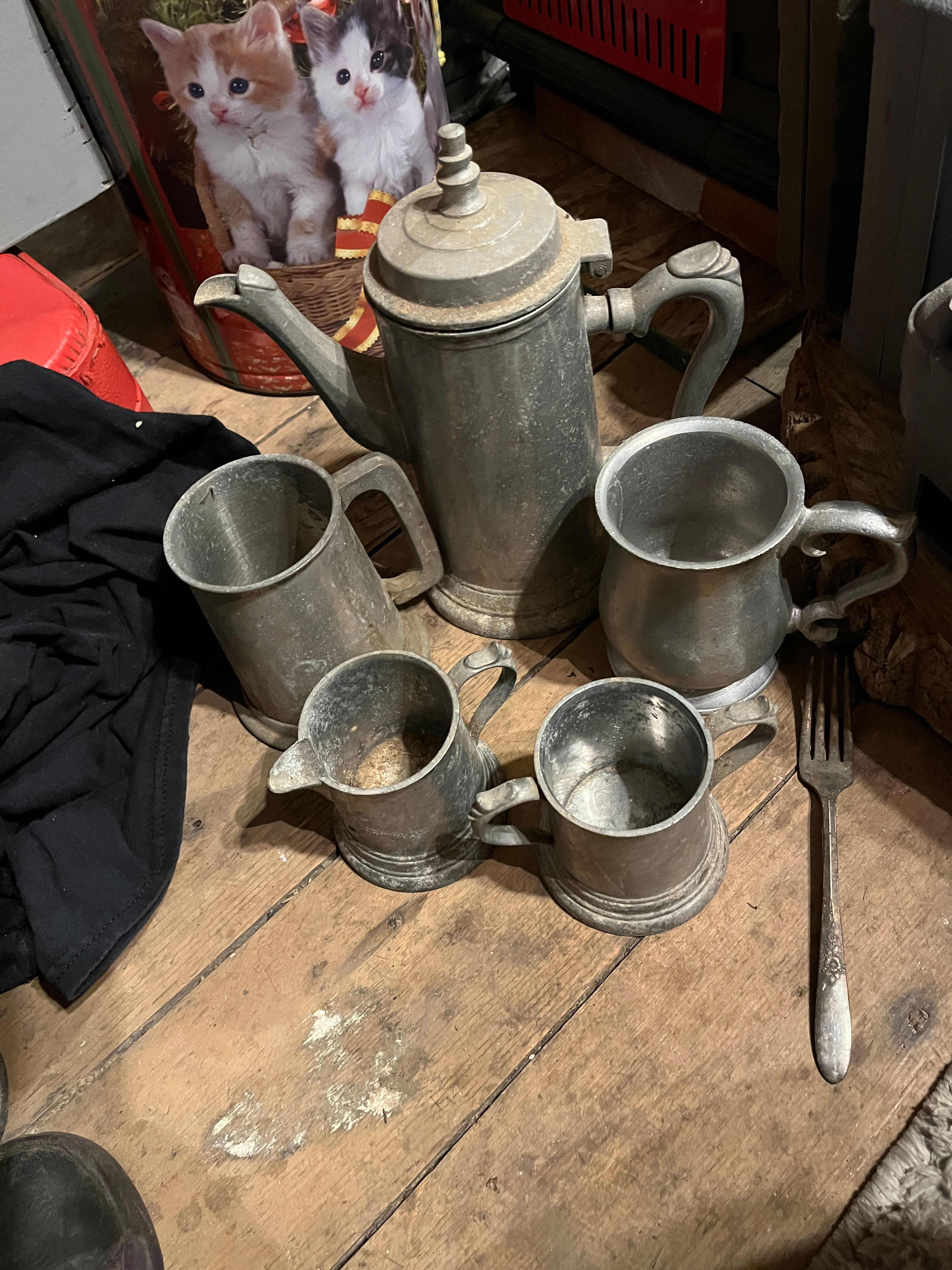 Antique Pewter Tea Set