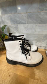 Dr. Martens 1460 White Leather Boots with Side Zip size 4 - Image 4