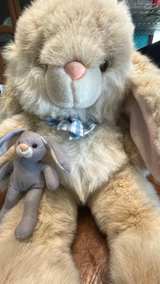 Commonwealth Large Floppy Ear Bunny Plush with Blue Gingham Bow - Image 3