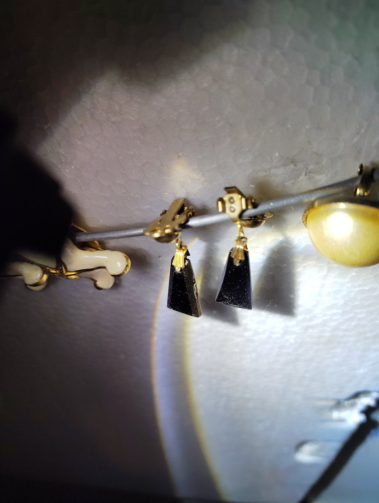 Vintage Black and Gold Clip-On Earrings