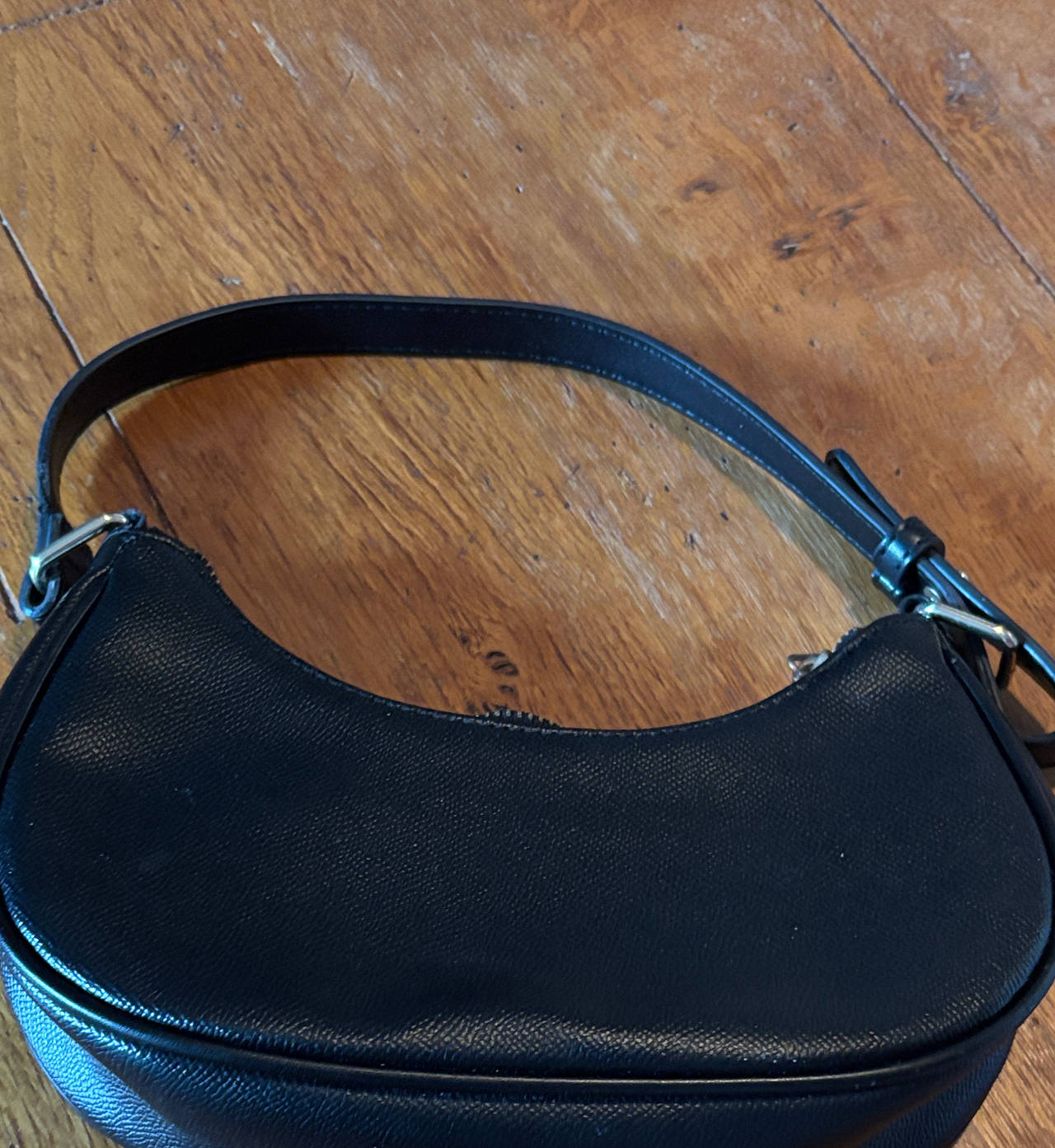 Black Faux Leather Shoulder Bag