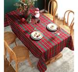 SASTYBALE Christmas Tablecloth Red,Plaid Rectangle Xmas Metallic Fabric Table - Image 1