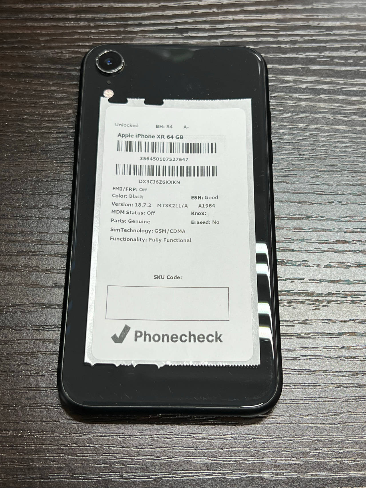 Apple iPhone XR 64GB Black unlocked 84% battery health