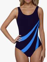 3-Pack 2XL Women's One Piece Swimsuit Color Block Bathing Suit Crew Neck - Image 1