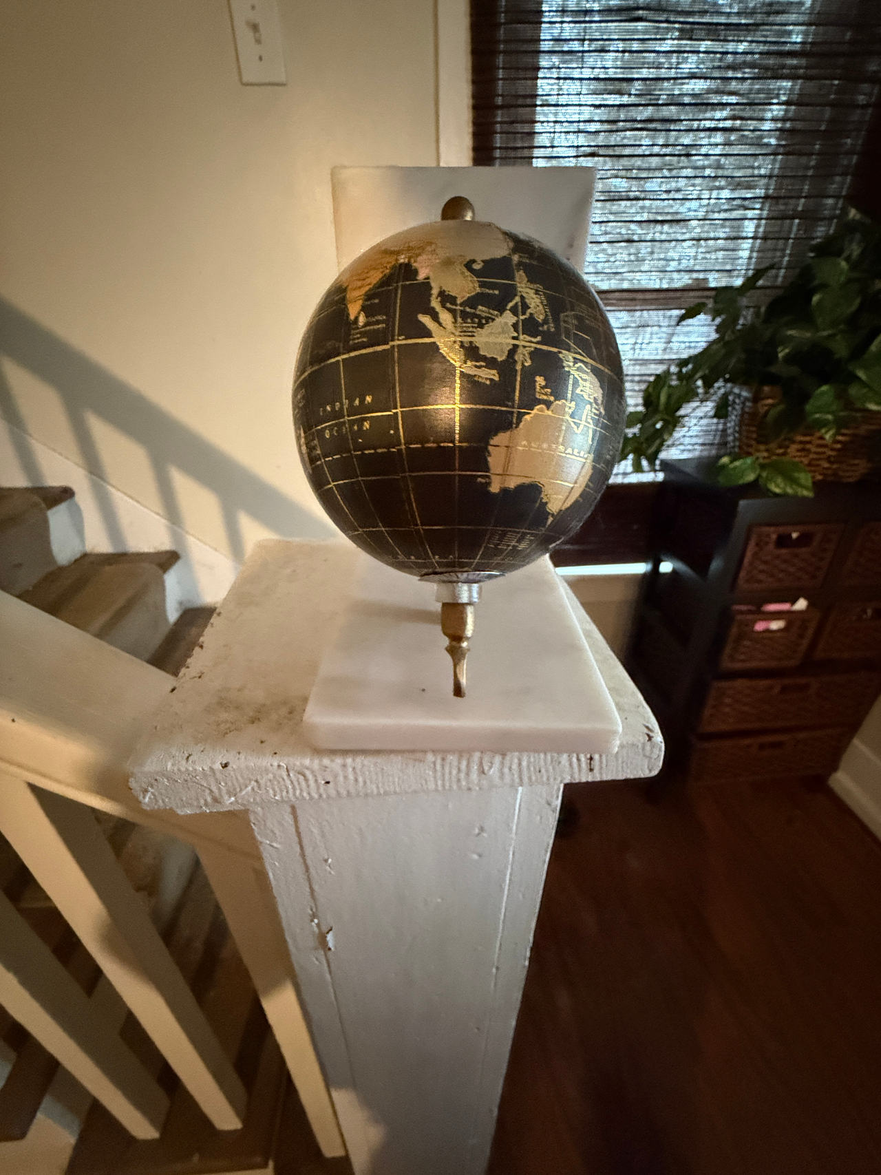 Vintage Marble and Brass Globe Bookend