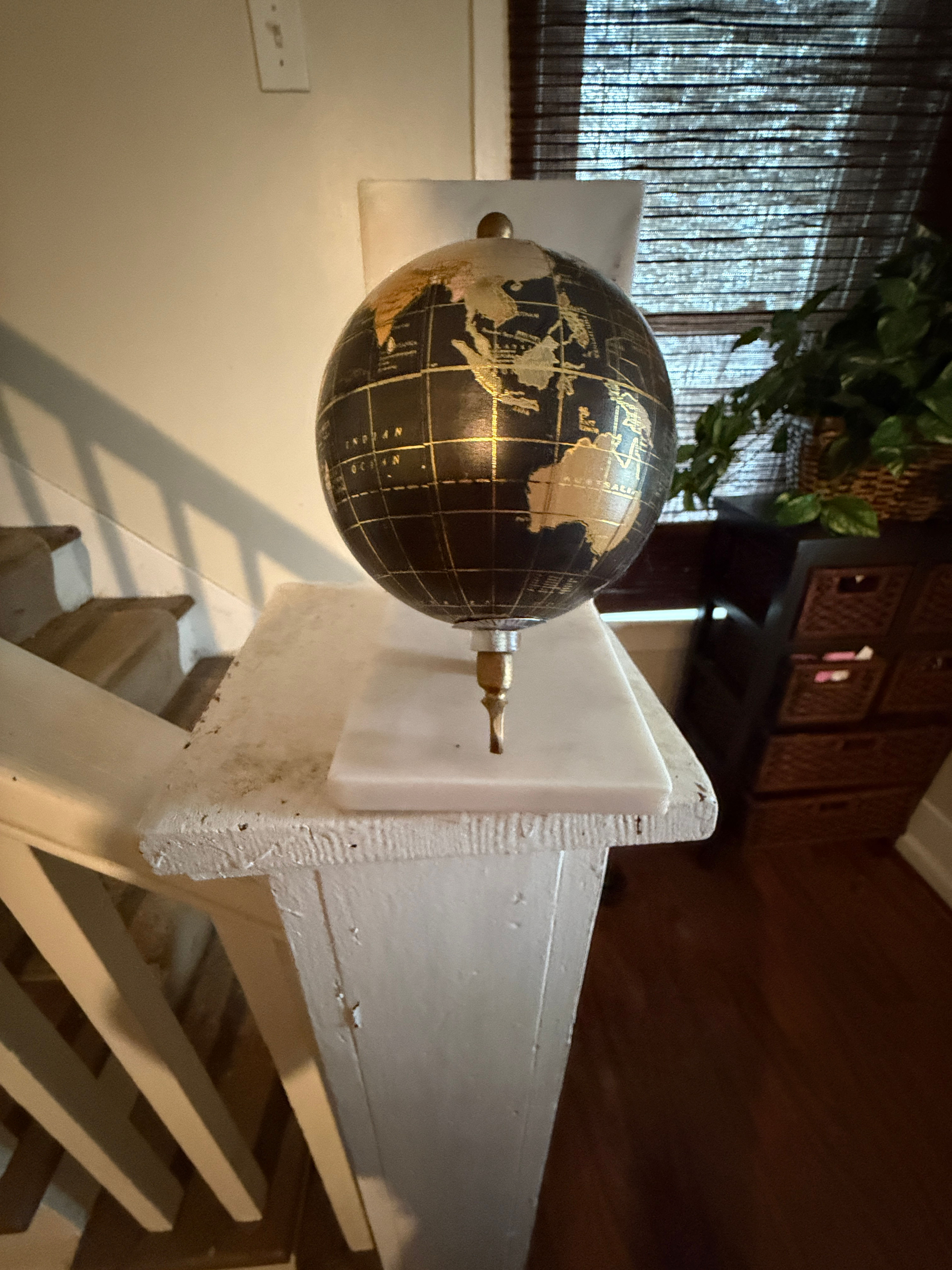 Vintage Marble and Brass Globe Bookend