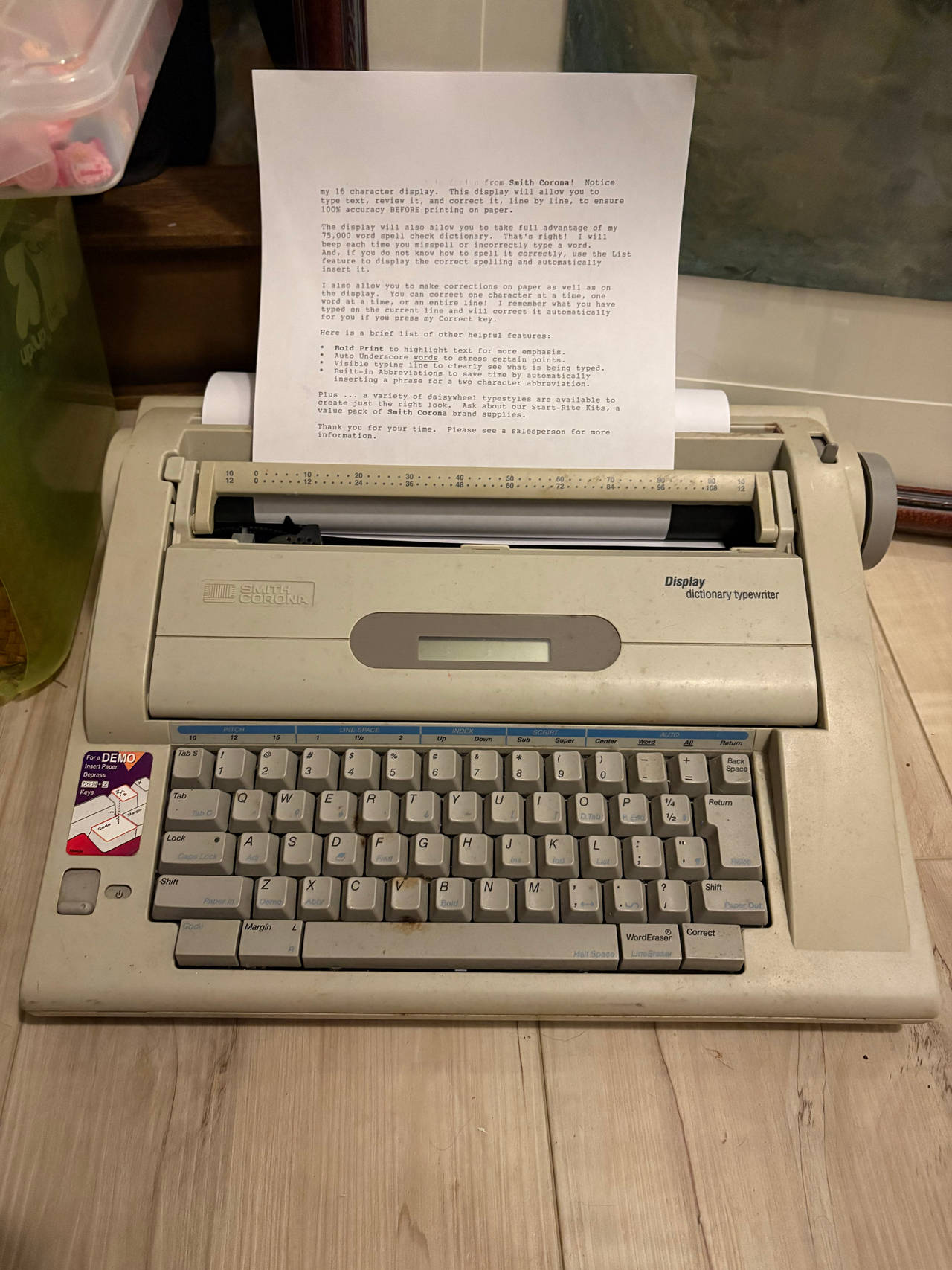 Vintage Smith Corona Display Dictionary Typewriter –Working/With Ribbon!