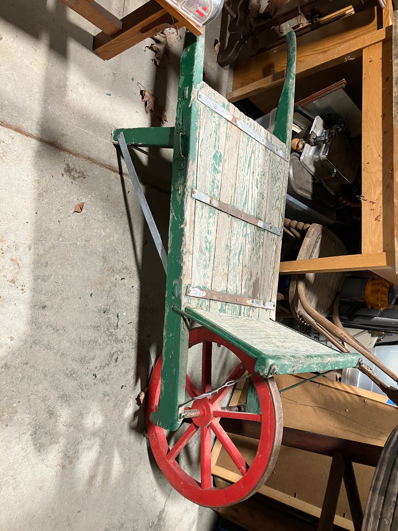 Antique Wooden Garden Wheelbarrow