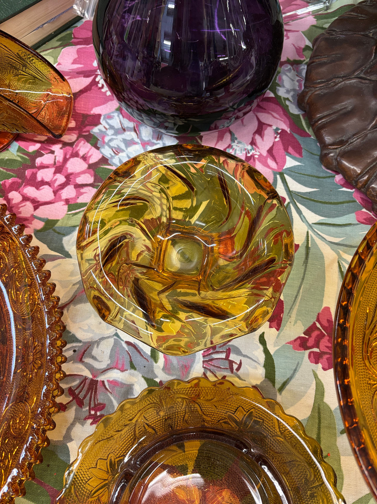 Amber Swirl Glass Bowl