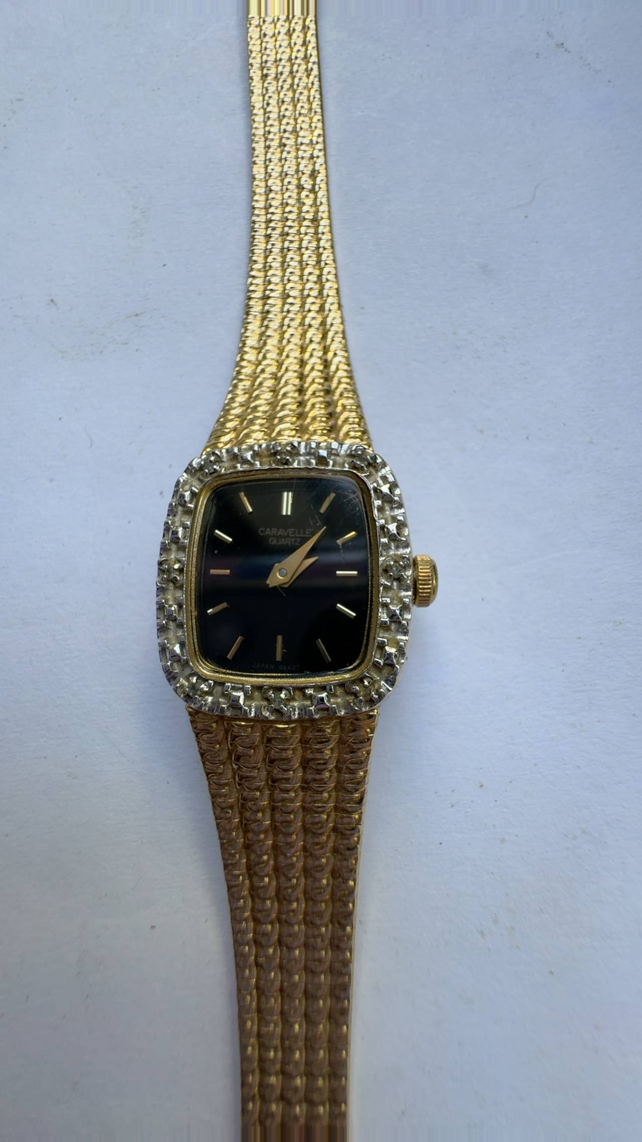 Bulova Women's Vintage Gold-Tone Watch with Black Dial
