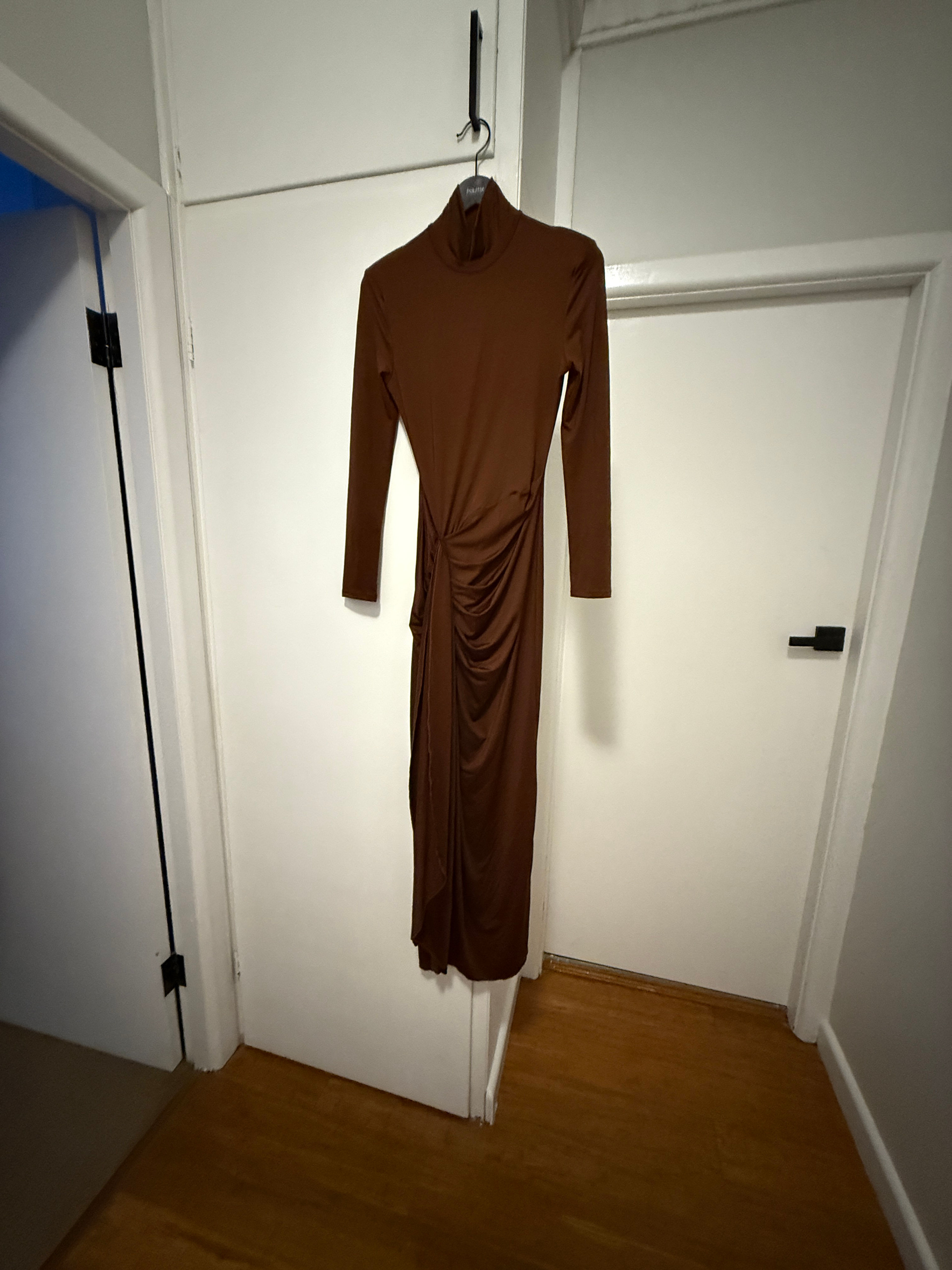 Brown Long Sleeve Bodycon Maxi Dress