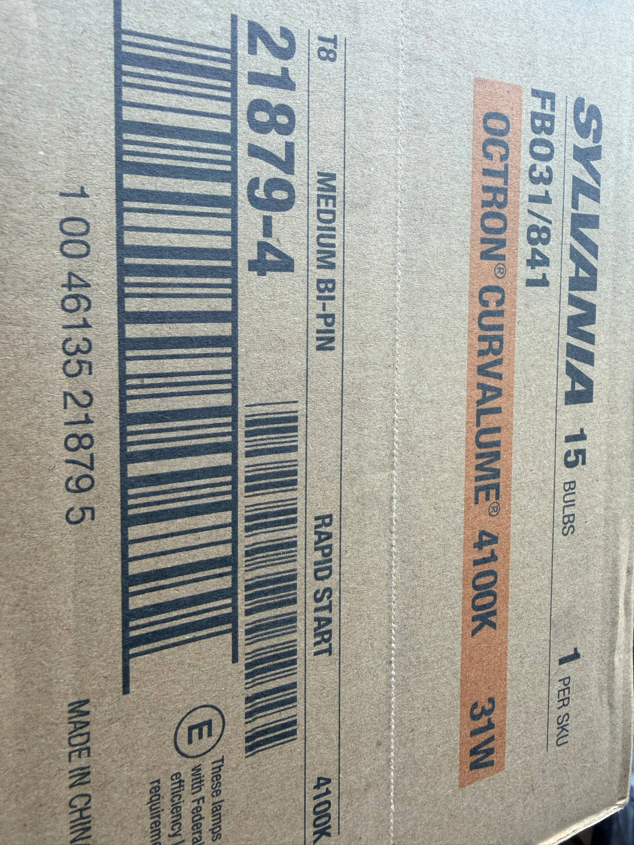 Sylvania Octron Curvalume FB031/841 31W T8 U-Bend Fluorescent Bulb Case of 15