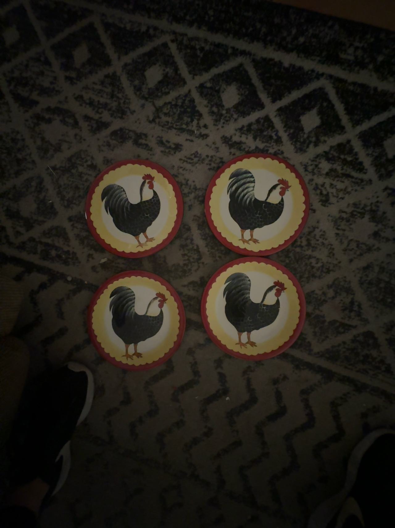 Sakura Rooster Decorative Stoneware Plate- Set of 8
