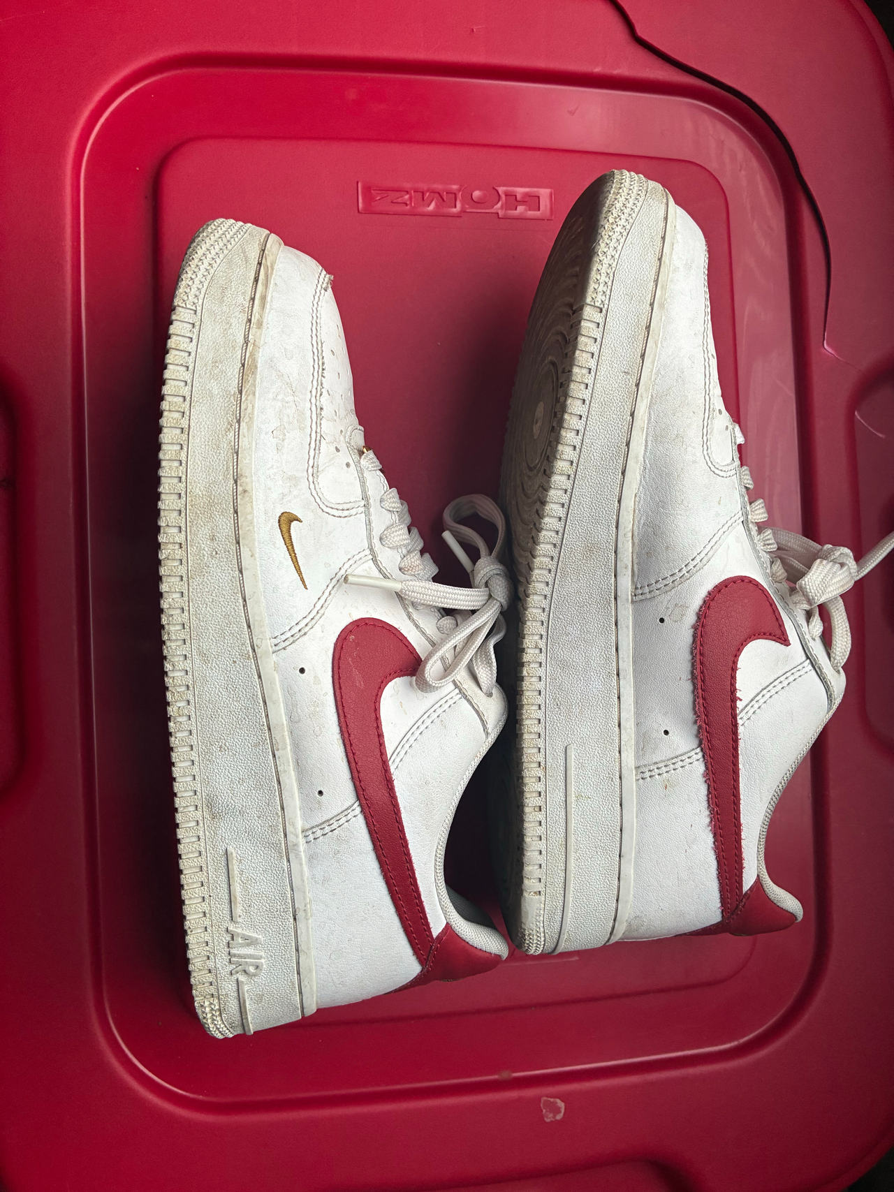 Nike Air Force 1 Low White Red Gold Mini Swoosh
