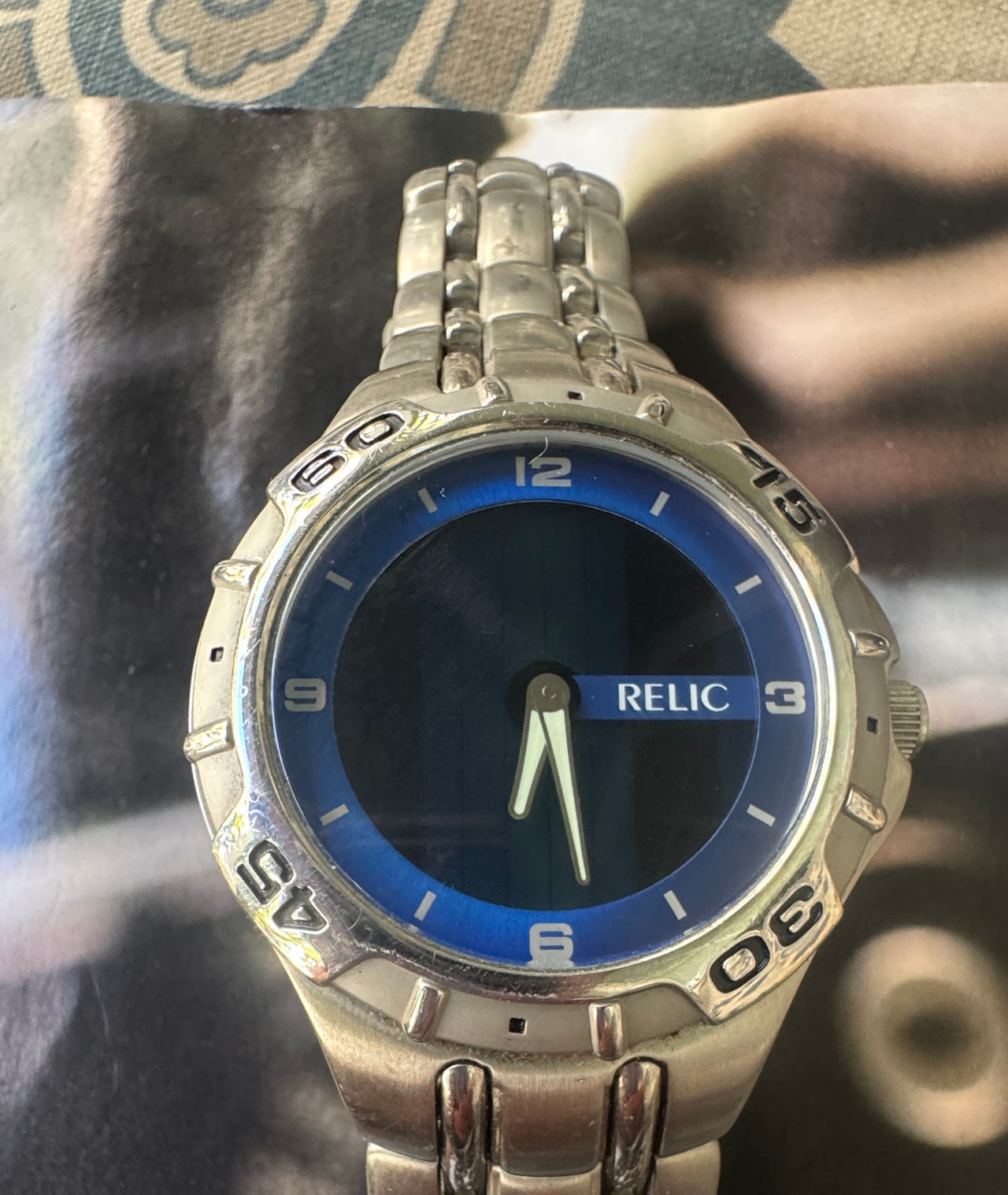 Relic Men's Blue Dial Stainless Steel Watch