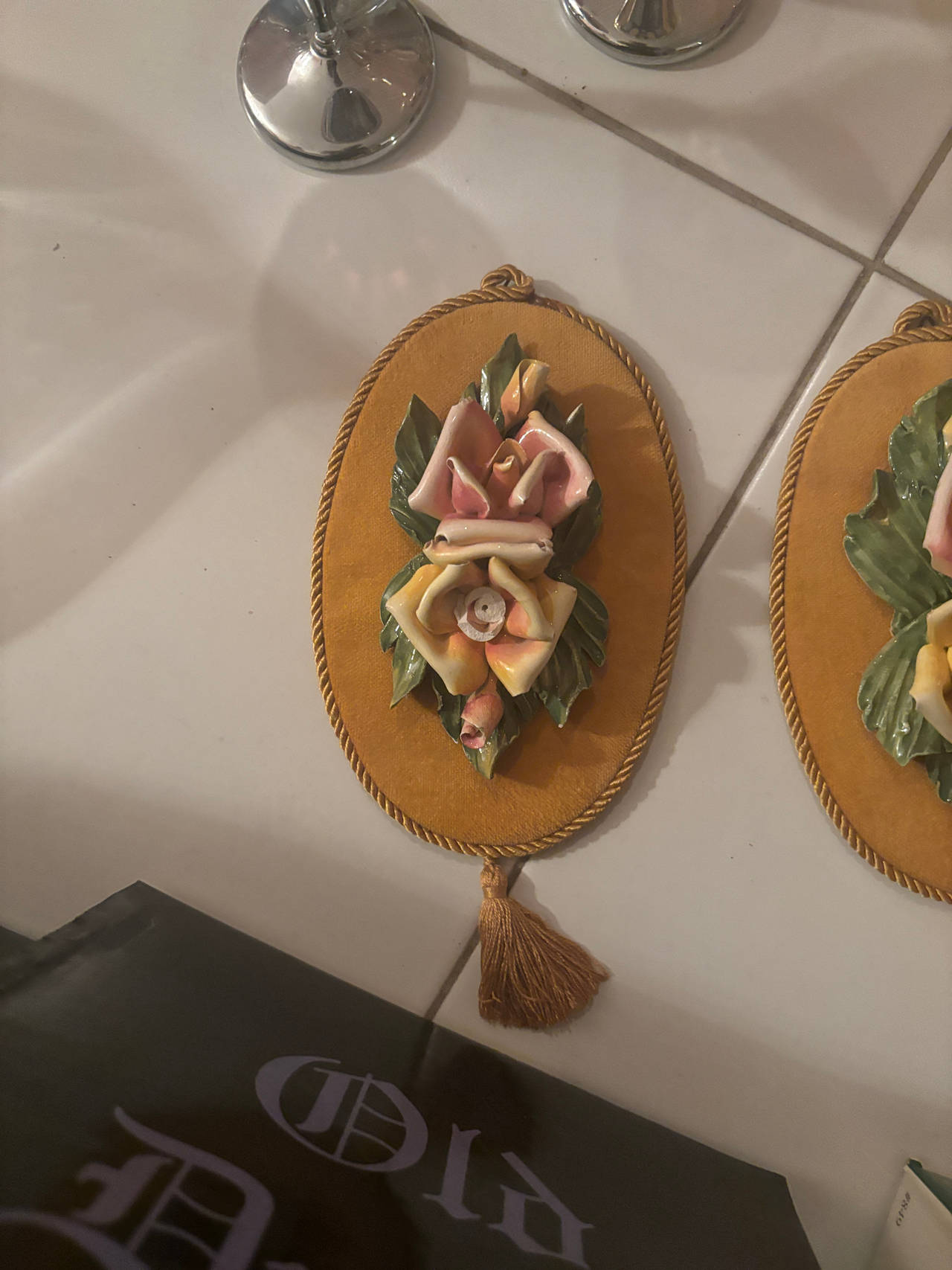 Capodimonte Porcelain Rose Wall Plaque