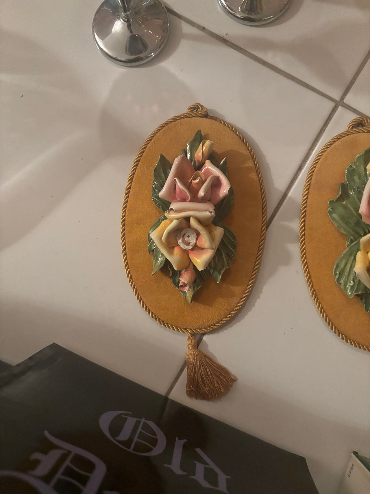 Capodimonte Porcelain Rose Wall Plaque