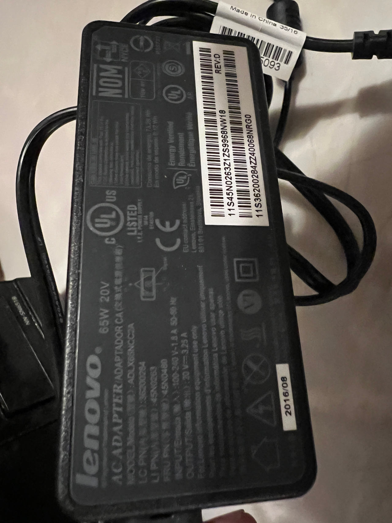 Lenovo 65W AC Adapter ADLX65NCC2A