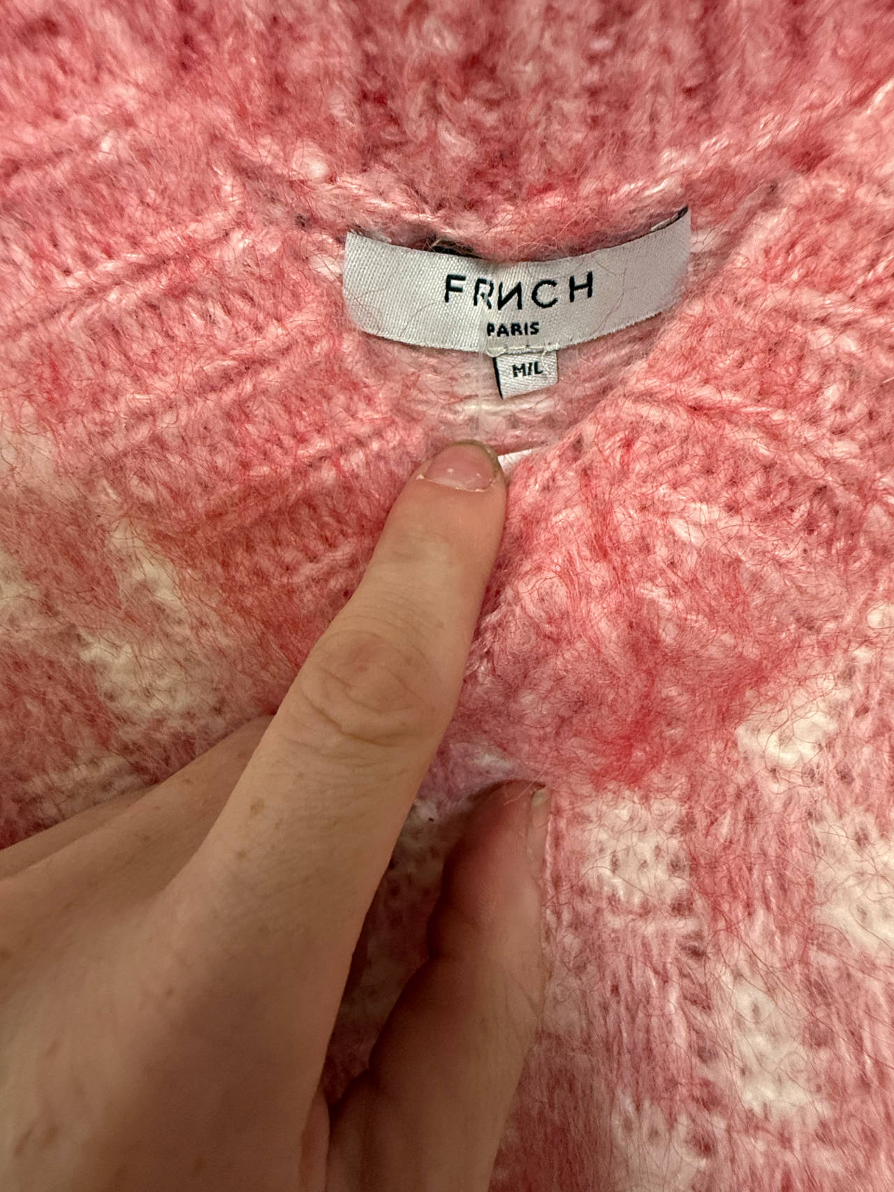 FRNCH Paris Pink Checkered Knit Sweater