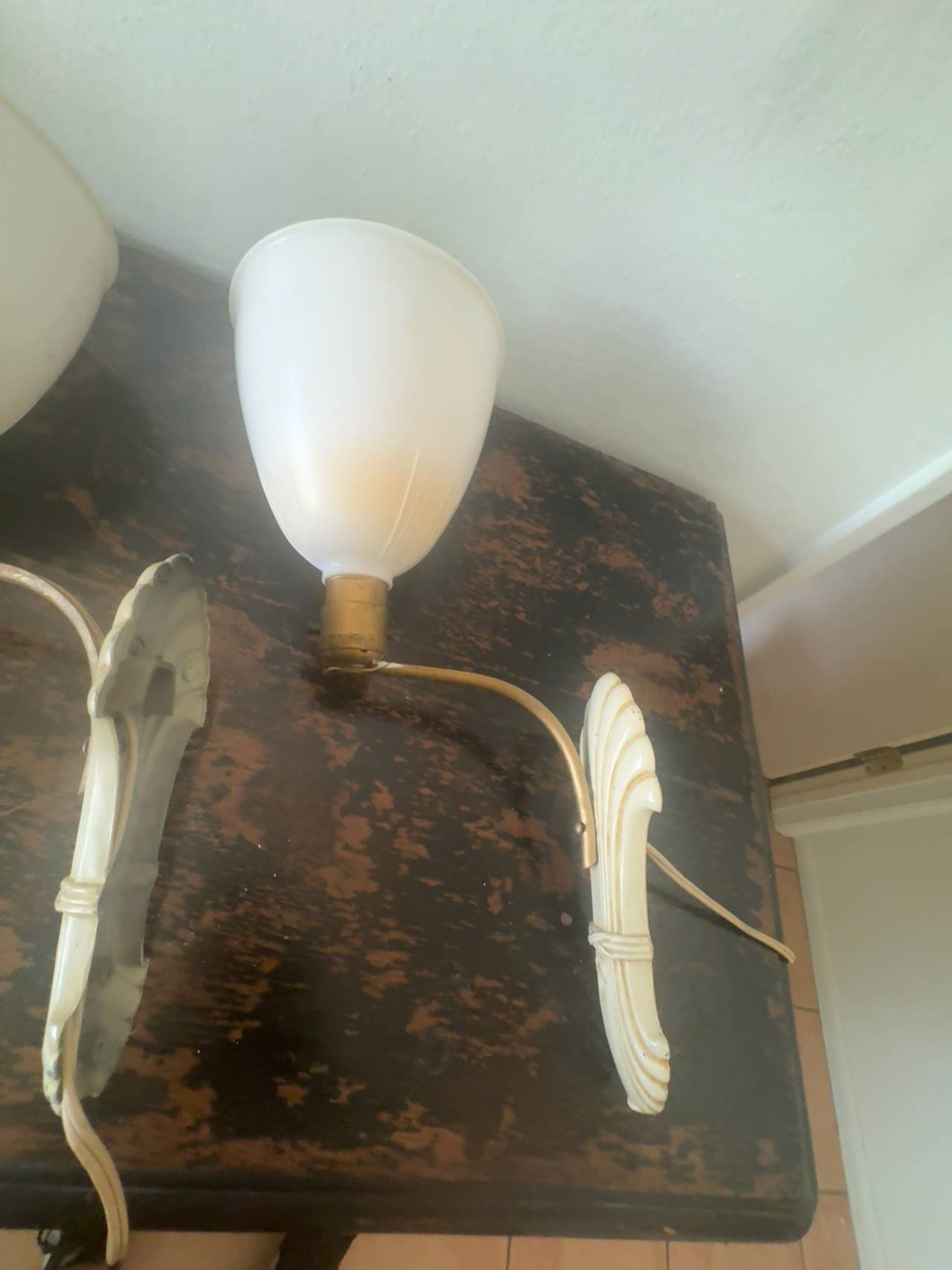 Arlus Vintage Wall Sconce Black Glass with Gold Chrome