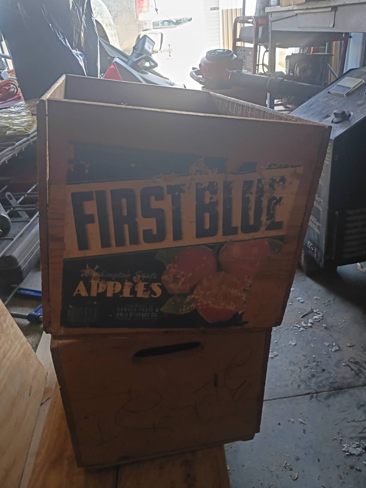 Vintage First Blue Washington State Apple Crate