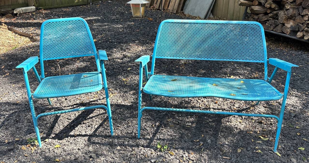 Metal Mesh Patio Chair and Glider Set