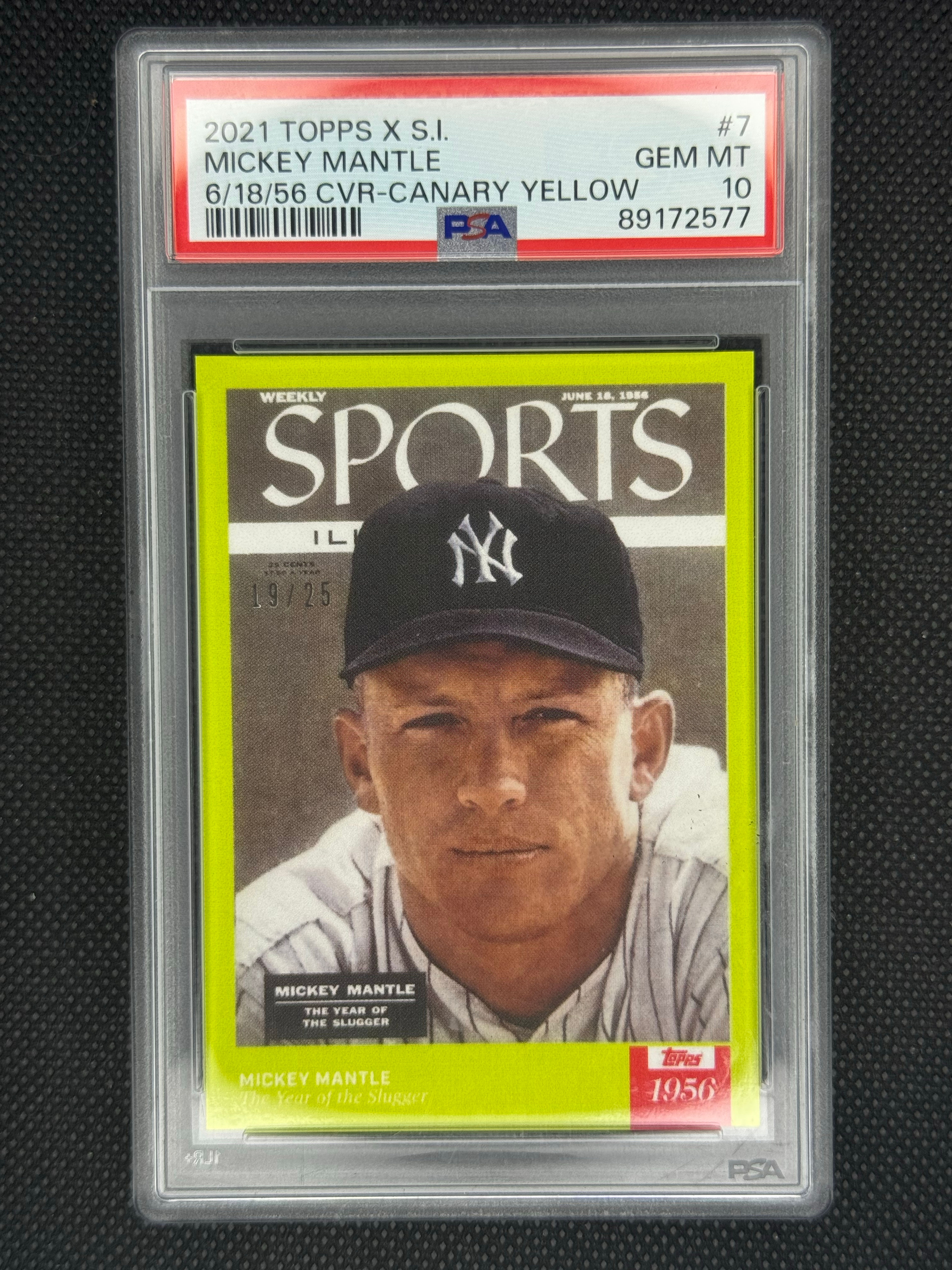 2021 Topps x Sports Illustrated Mickey Mantle 6/18/56 Cover - Canary Yellow /25