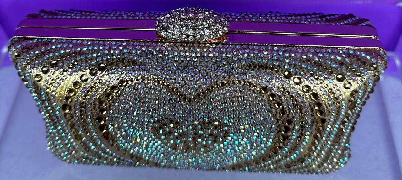 Rhinestone Heart Evening Clutch Bag