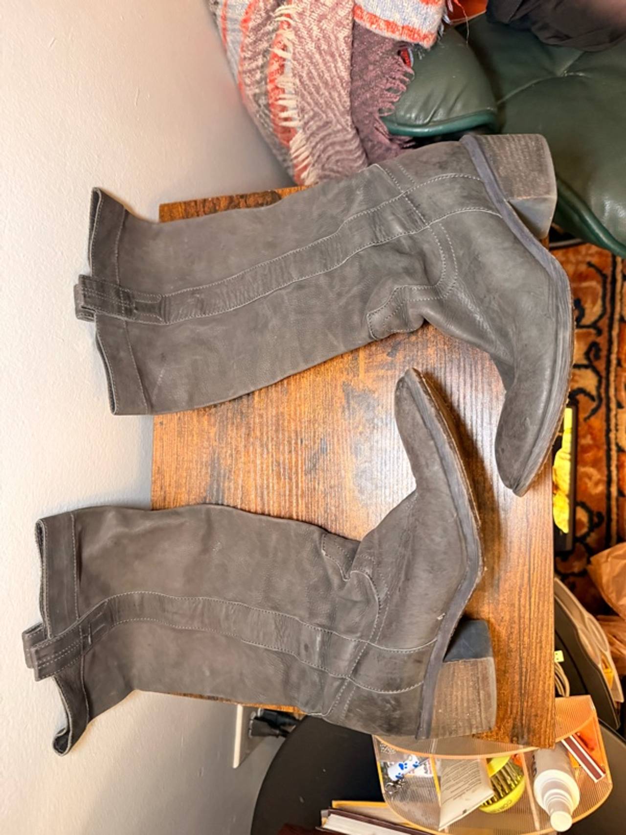 Born Felicia Gray Distressed Suede Knee-High Boots