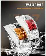 12pc Chrome Armored LED Trailer Marker Light Set Amber Red Truck RV - Image 4