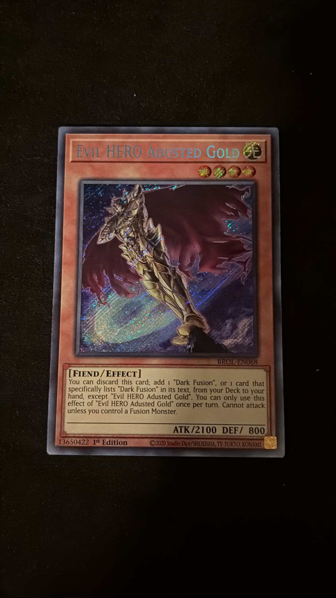 Yu-Gi-Oh! Evil HERO Adusted Gold - BROL-EN068 - Ultra Rare - 1st Edition