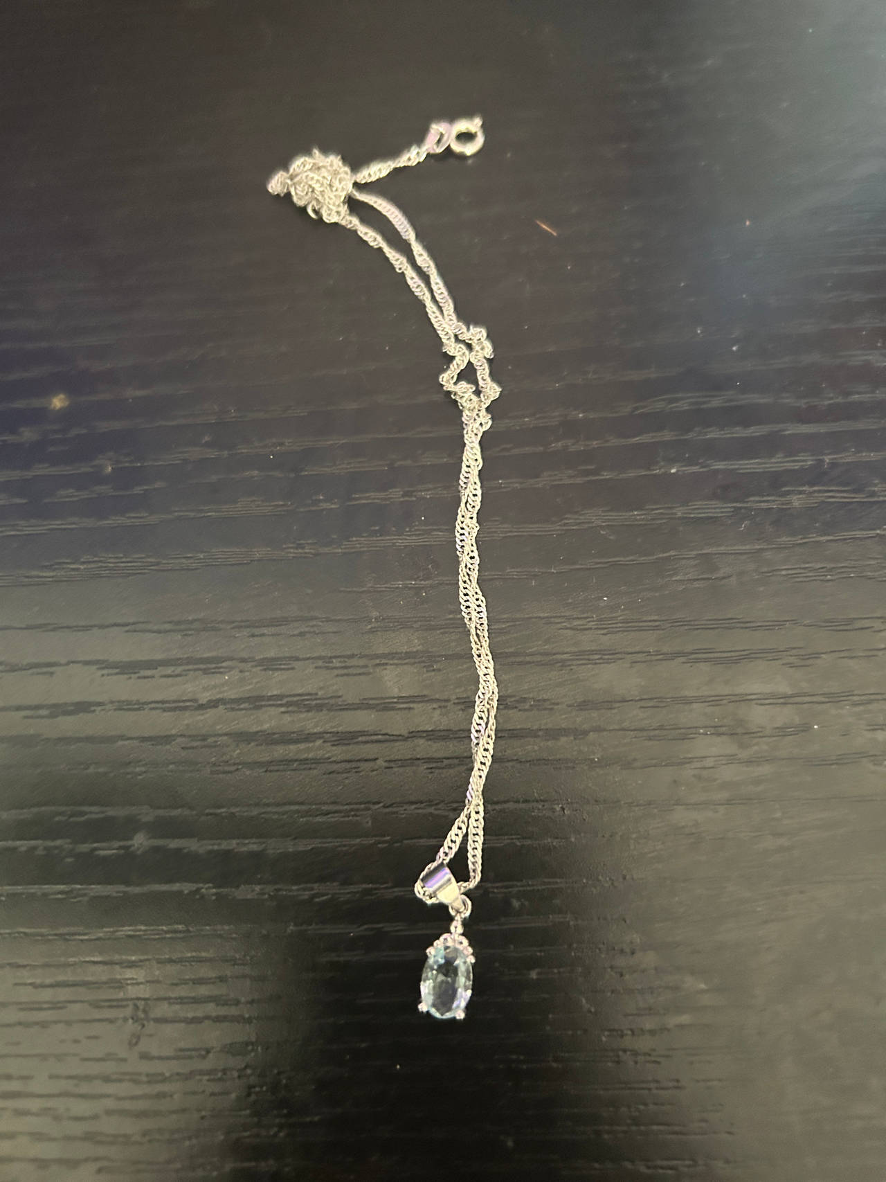 Sterling Silver Oval Aquamarine Pendant Necklace