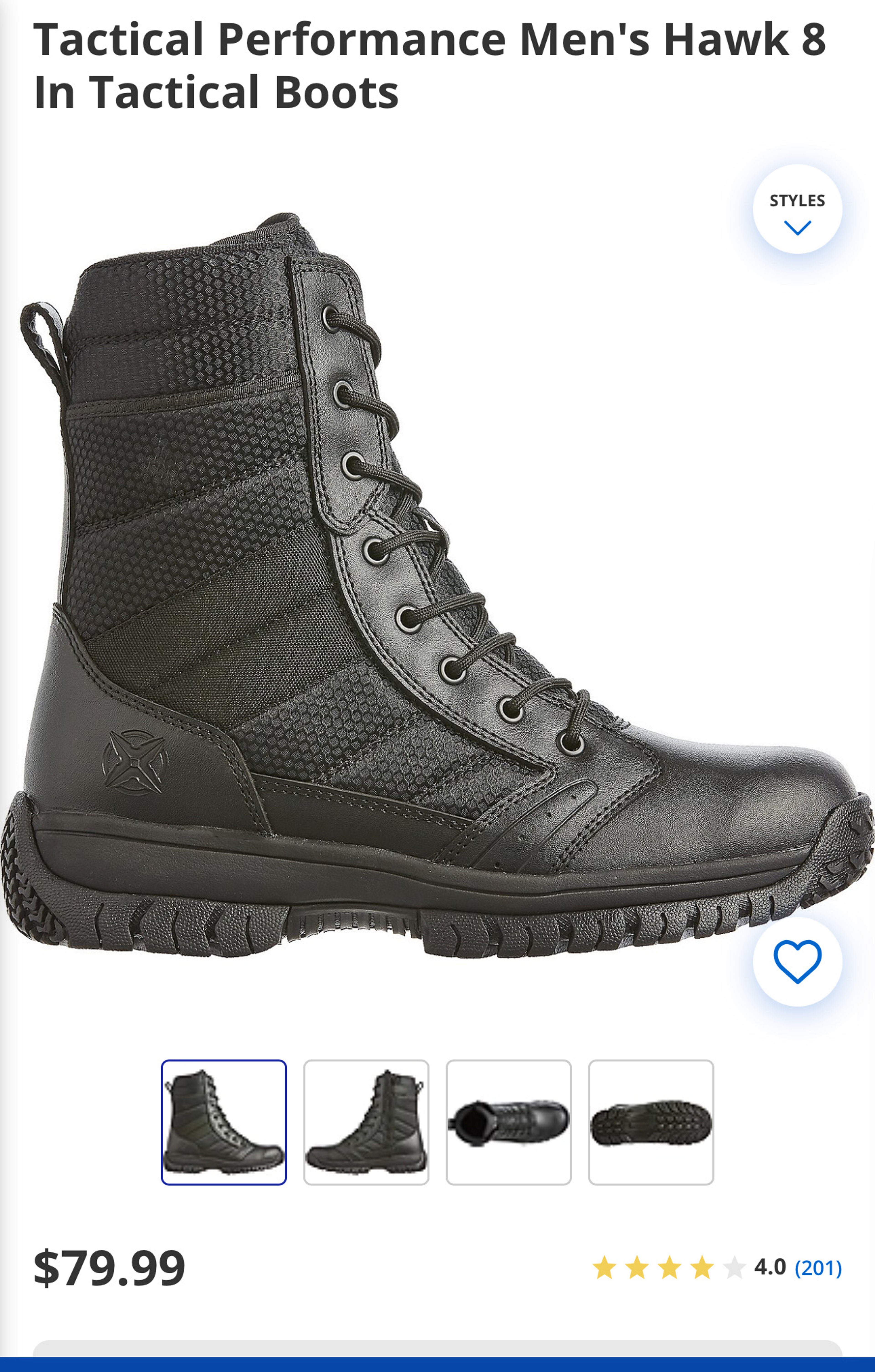 Tactical Performance Hawk 8 Black Work Boot size 13D