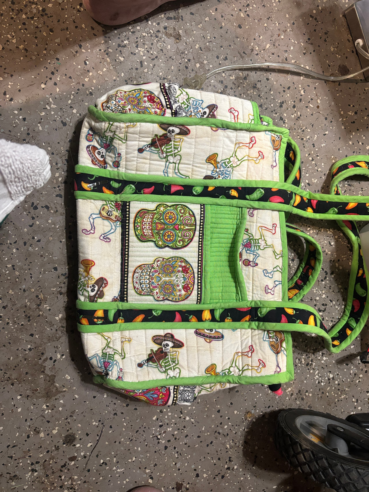 Quilted Tote Bag with Day of the Dead Print