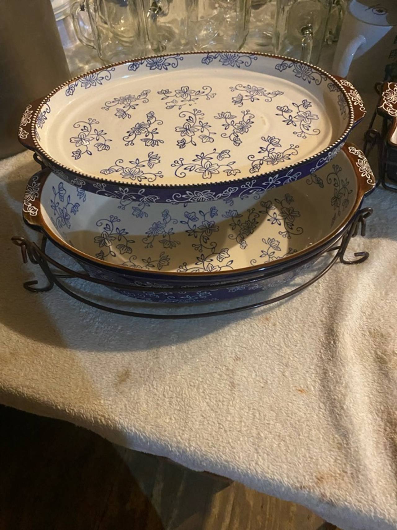 Temp-tations Floral Lace 2.5qt Casserole Dish Blue