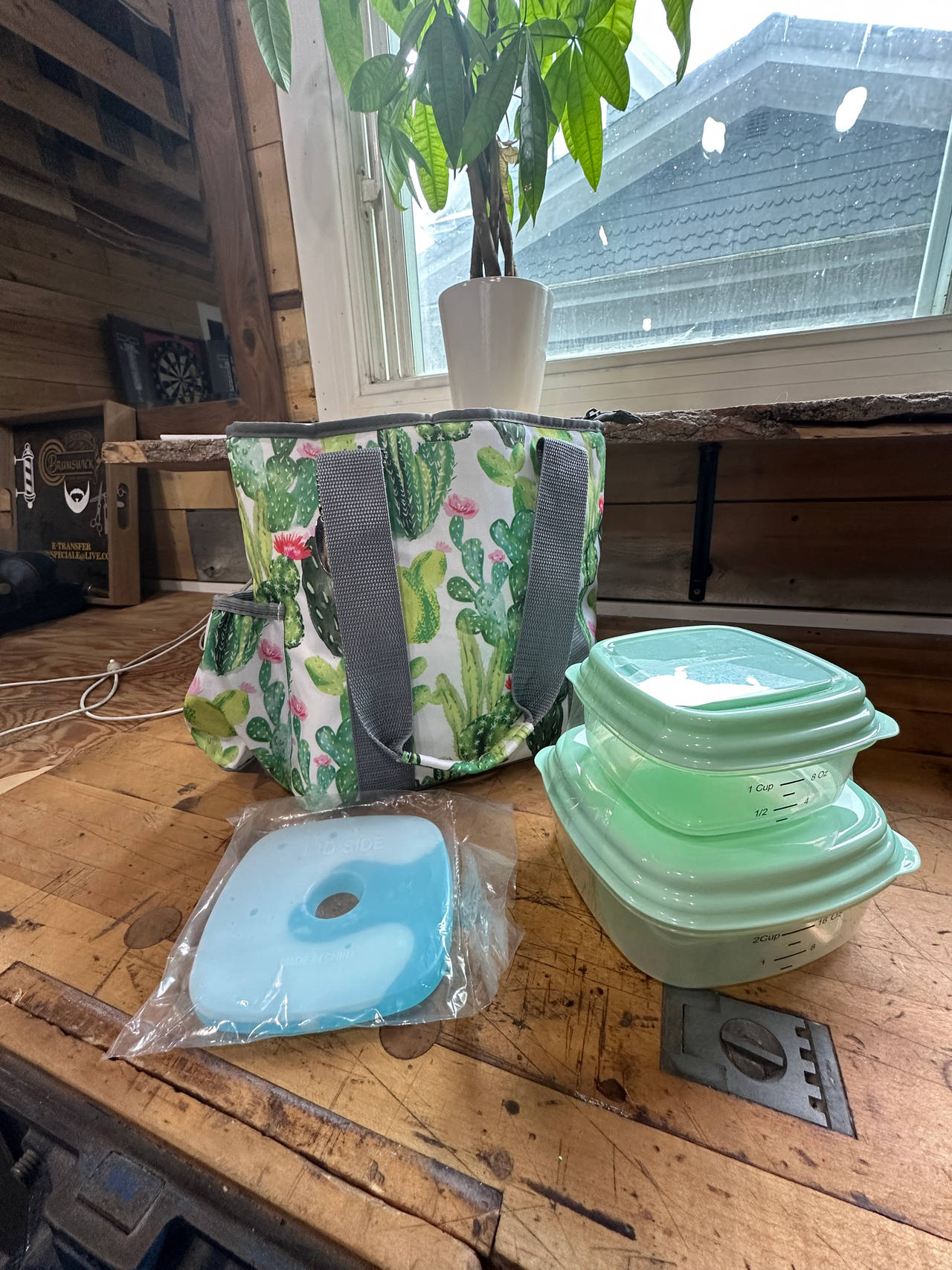 Cute Insulated Lunch Bag cactus print 