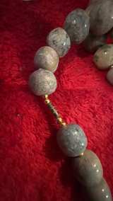 Natural Stone Beaded Necklace with Gold-Tone Spacers - Image 4