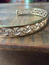 Gold-Tone Filigree Scroll Cuff Bracelet Mushroom - Image 2