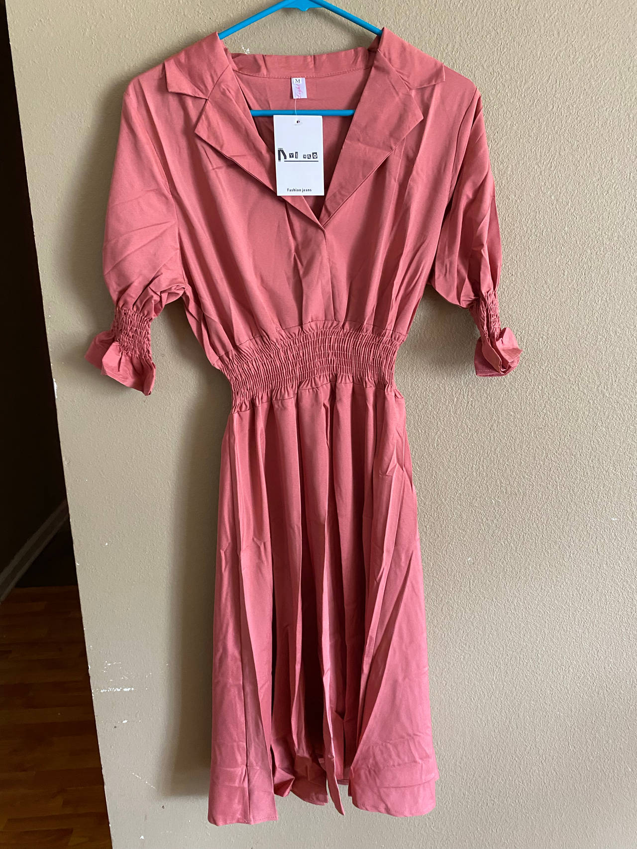 Pink Smocked Waist Collared Midi Dress i have multiple dresses 2 small and 2 med
