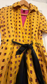 Diane von Furstenberg Bundette Linen Dress Yellow Pink size 8 - Image 2