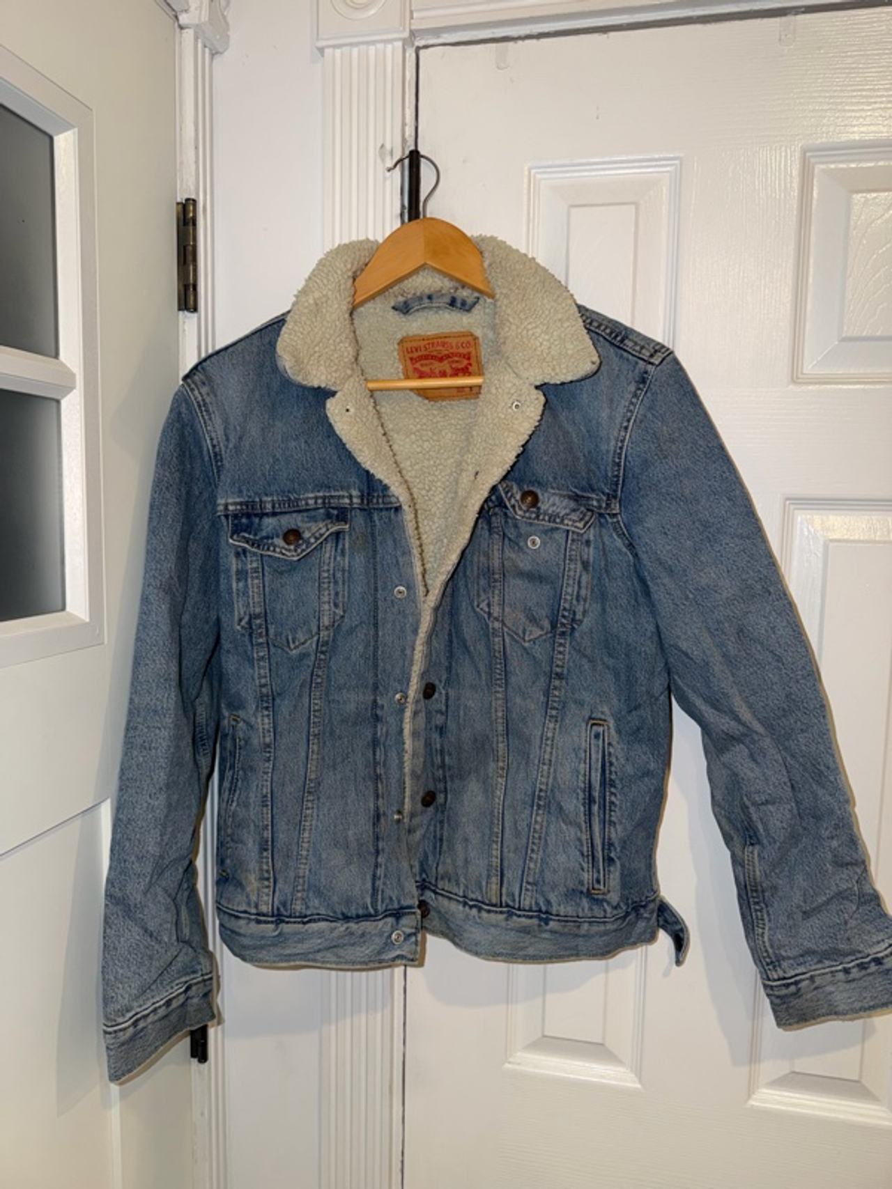 Levi's Sherpa Lined Denim Trucker Jacket Blue Size Small