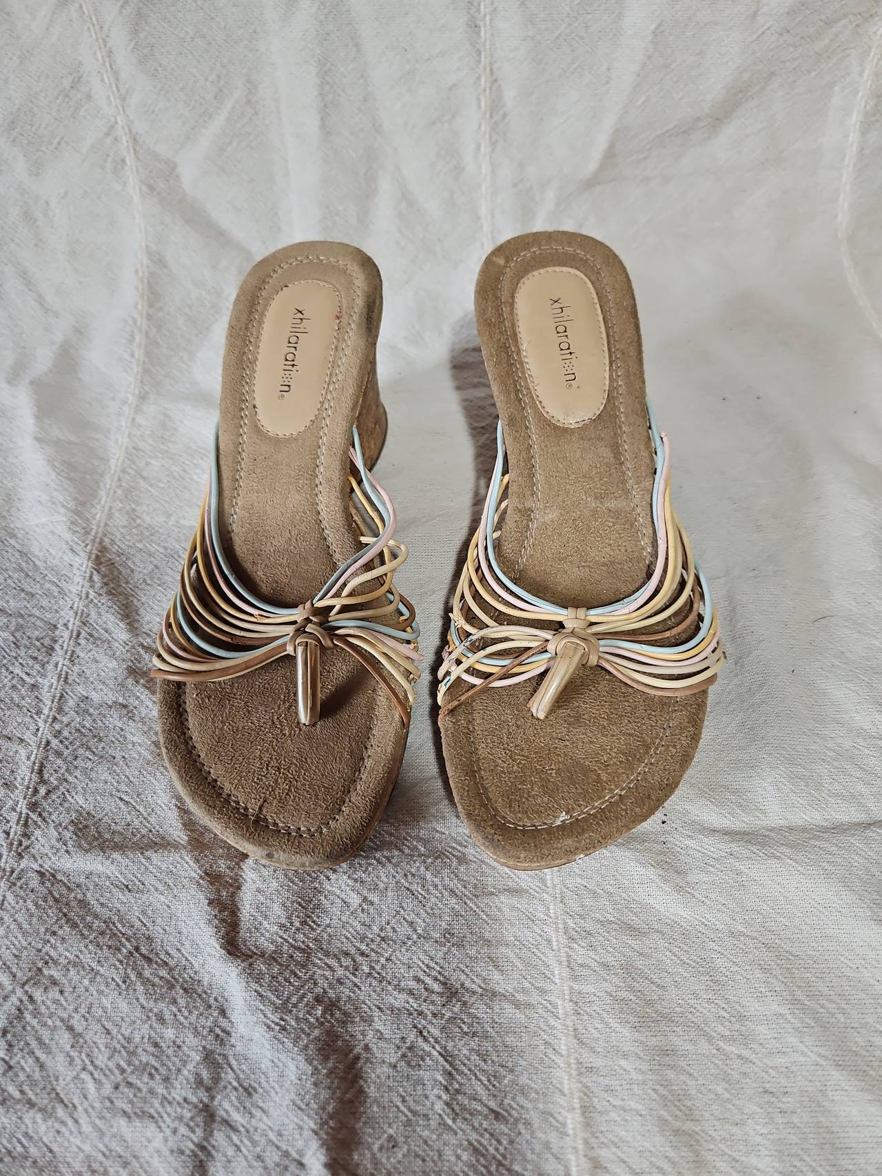 Xhilaration Strappy Wedge Sandals size 7. They are in decent condition